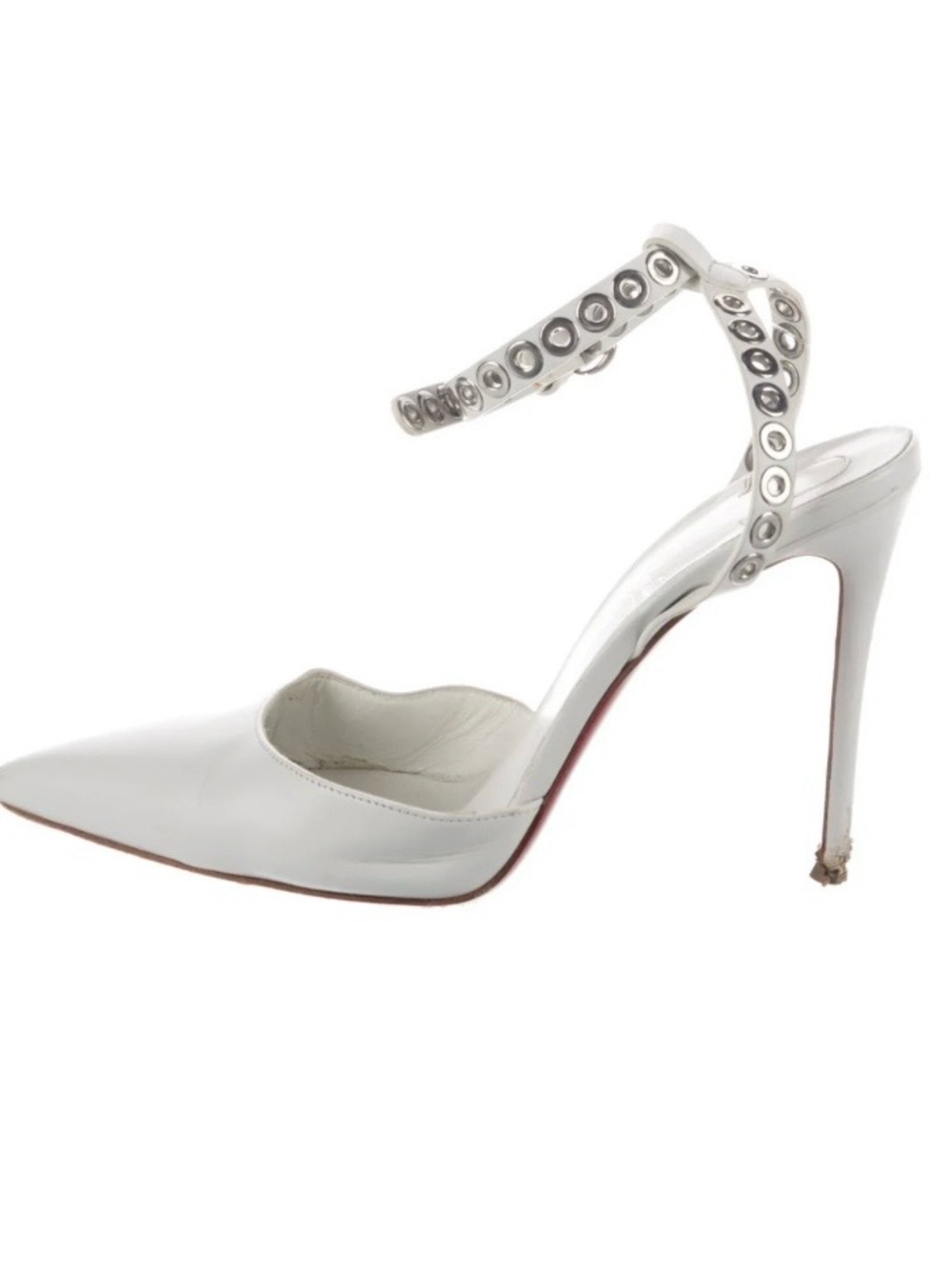 Christian Louboutin White Leather Pumps with Leather Studded Accents